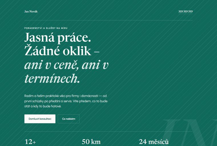 Náhled šablony pro služby a poradenství