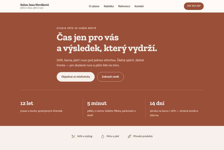Náhled šablony pro salon a péči